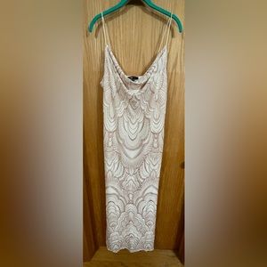 Jump Apparel Ivory Rose Gold Glitter Boho Maxi Dress Size 13/14